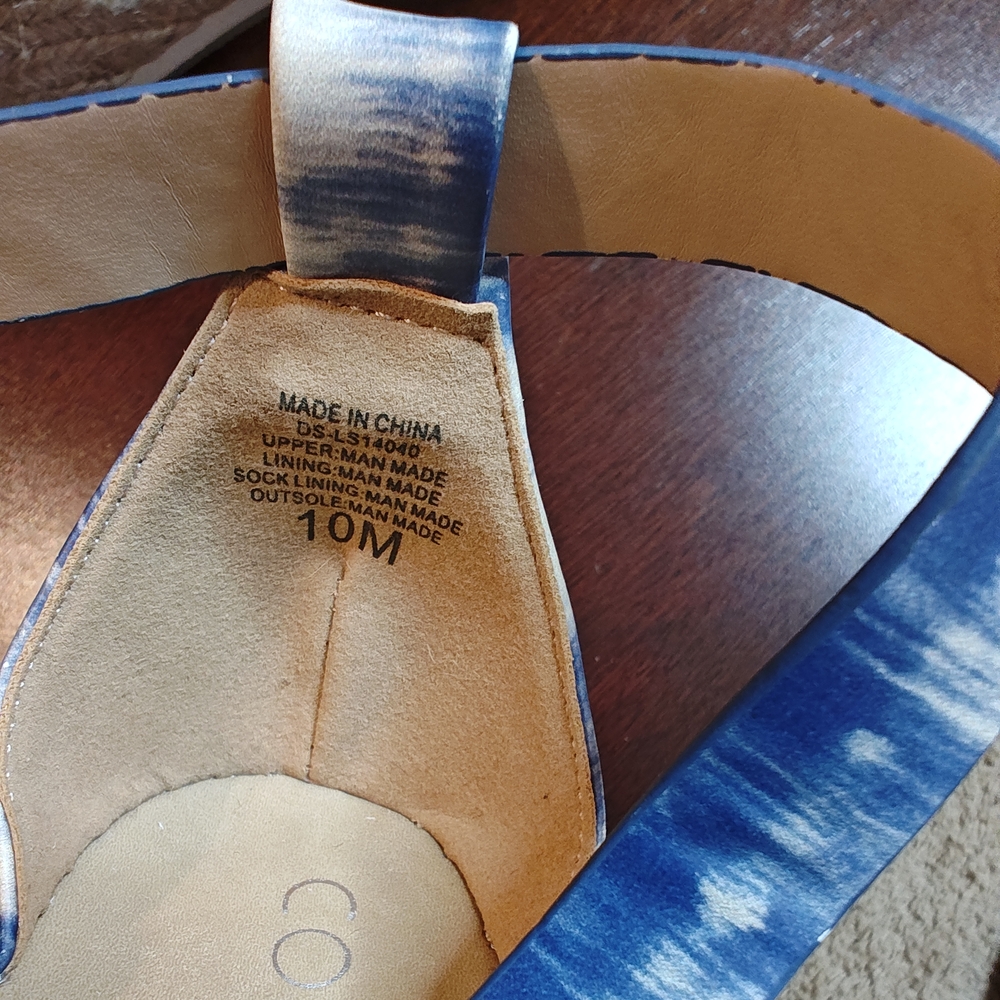 Stylish Coconuts by Matisse Blue Tie-Dye Platform Sandals Sz 10 Espadrille - Picture 11 of 13